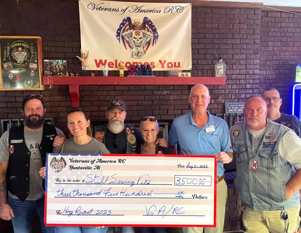 The Veterans of America Riding Club presenting the proceeds from their annual barbecue fundraiser to Still Serving Veterans.