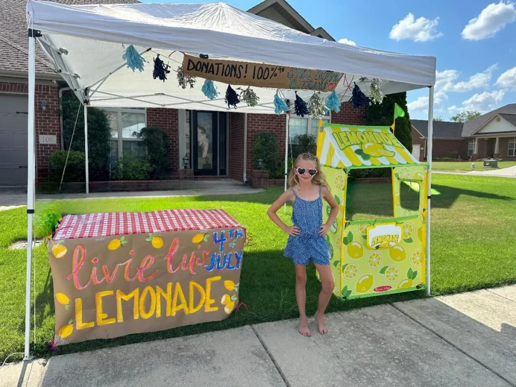 Young Olivia from Huntsville, Alabama, and her lemonade stand, the profits of which went entirely to veterans.