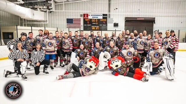 Two teams made up of veterans participated in the first Battle of the Brave in 2024. The game was officiated by members of the Huntsville Havoc hockey team and they were joined by the Havoc mascots, Chaos and Rukus.