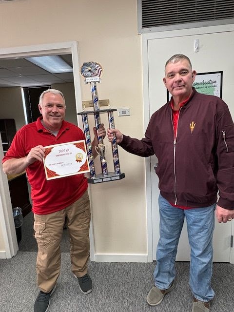 Dave Lakin, Director of Veteran Career Transition, with Chief of Staff Jim King after winning the Still Serving Veterans Souper Bowl competition.